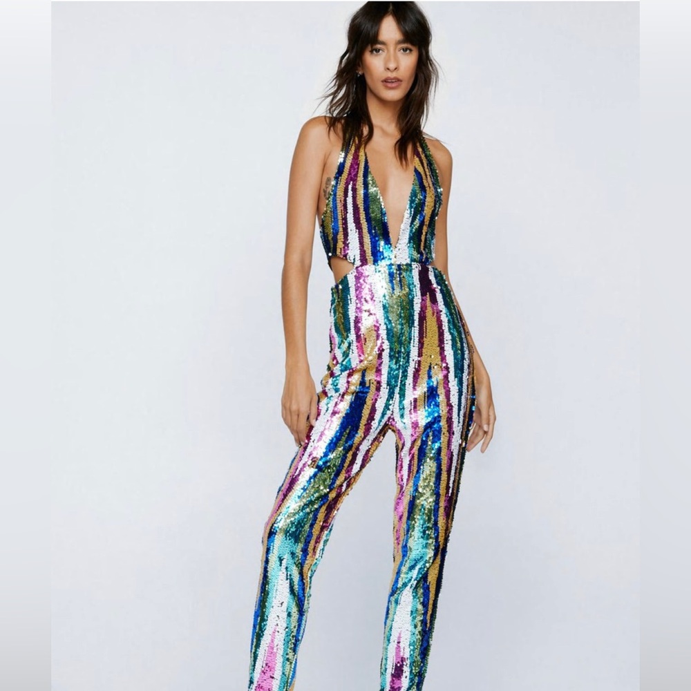 Nasty Gal Multicolor Sequin Jumpsuit